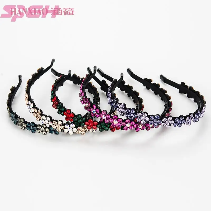 Hair binding hair hoop super fairy wave point red hair hoop crystal Czech diamond simple Rhinestone versatile anti slip