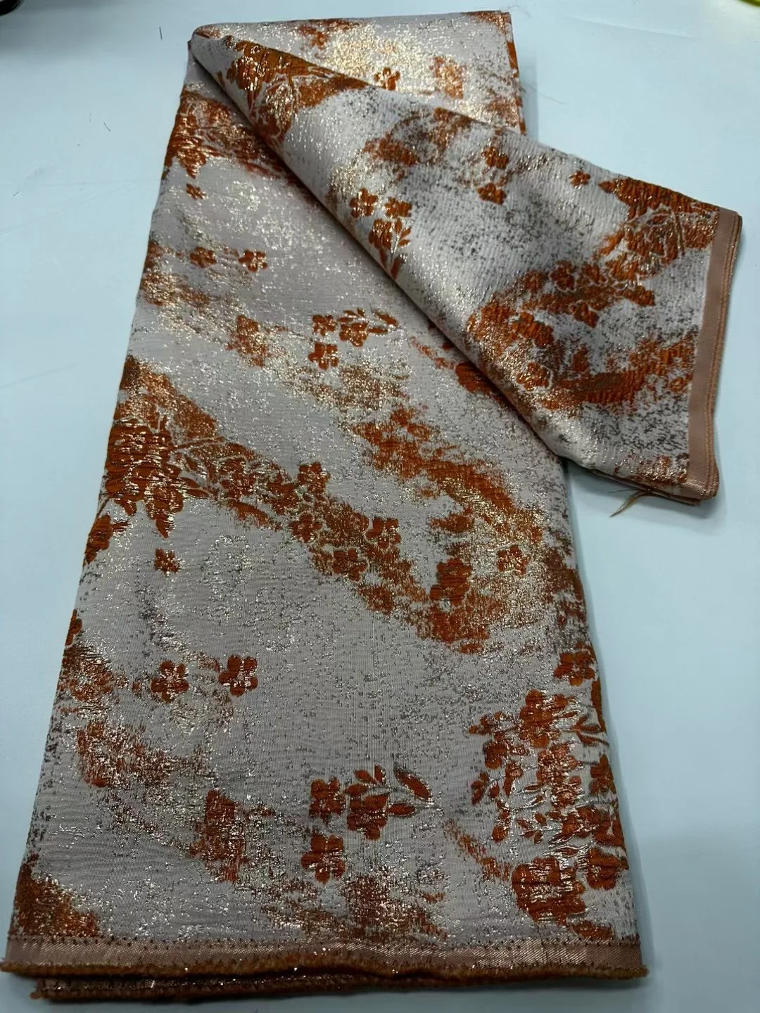 

African Brocade Jacquard Lace Fabric High Quality 5 Yards Net Lace French Gilding Lace Fabric for Wedding Dress NCW6302