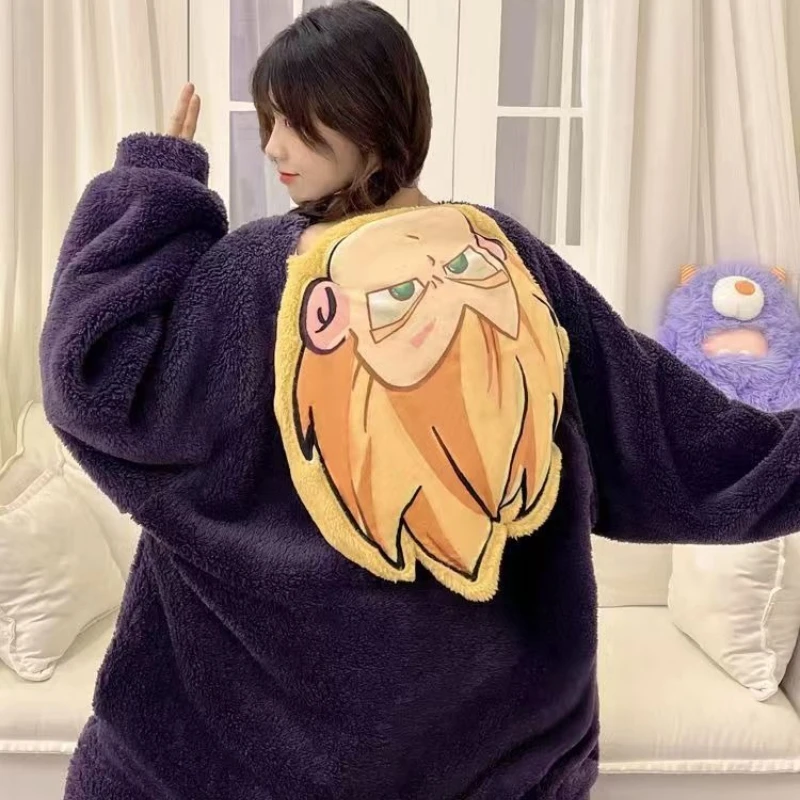 Dragon Ball Son Goku Vegeta Mr Buu Coral Fleece-Overall, hochwertiges, dickes und warmes Halloween-Cosplay-Kostüm für Paare, ideal für Herbst und Winter. – Detail 6