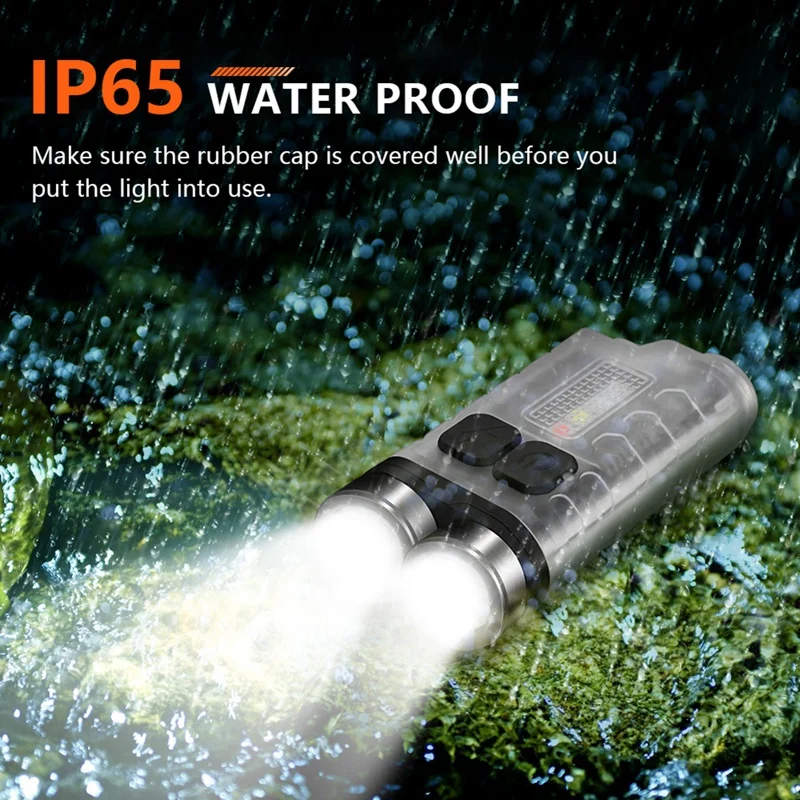 

1 Set V3 Keychain EDC Portable Flashlight 900LM Type-C Rechargeable With Magnetic Tailcap Mini Work Light For Camping-A