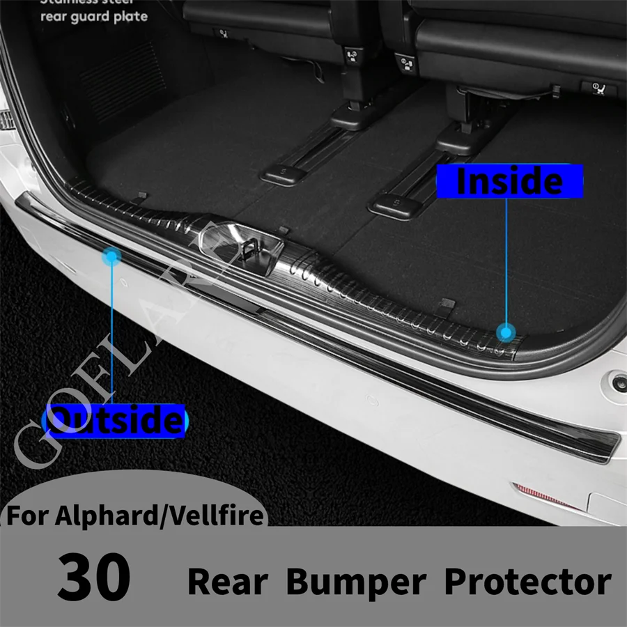 Accessories  For Toyota Alphard Vellfire AH30 2015-2022 Rear Trunk Bumper Protector Guard Trunk Tread Plate Cover car stying