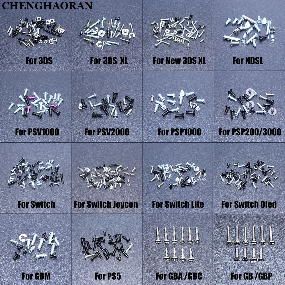 For New 3DS XL DS Lite NDSL PSV PSP 1000 2000 Game Console Replacement Screws Set For Joycon Switch Lite OLED GBM GBA GBC GBP