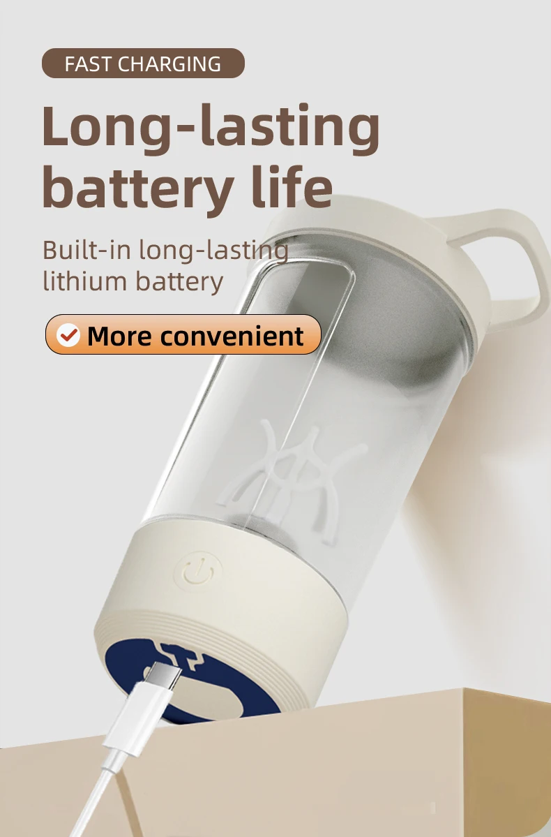 15.84 fl oz Portable Automatic Mixing Cup with USB Charging, Shaker Bottle with Scale, Easy to Clean, PC Material for Coffee, Mi