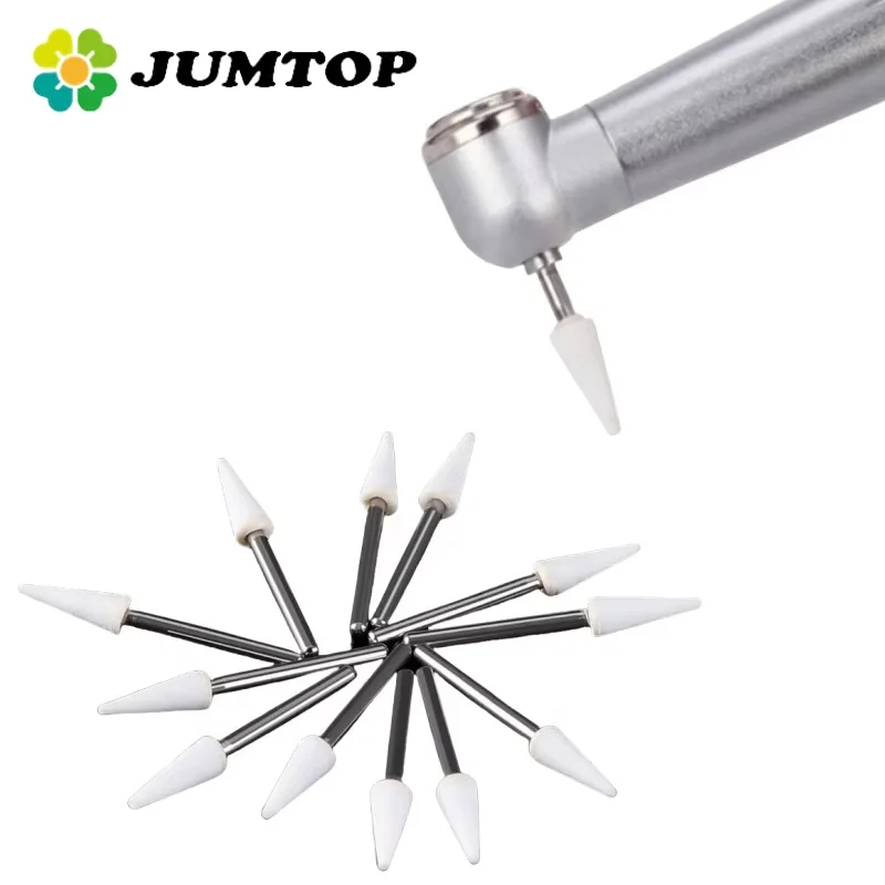 JUMTOP Dental White Stone Polishing FG Burs 1.6mm Fit for High Speed Handpiece Teeth Care Grinding Tools