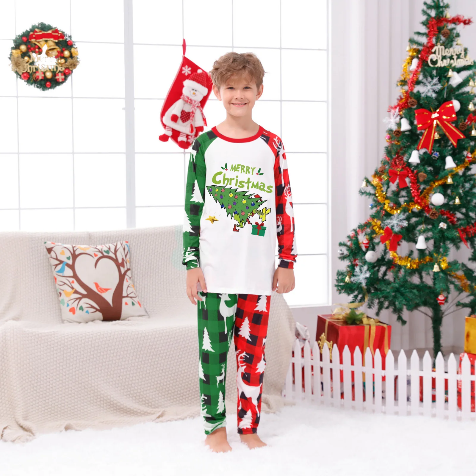 Merry Christmas Print Family Pajamas Set Mom Dad Kids Infants Matching Clothes Loose Soft 2 Pieces Suit Sleepwear Cute Xmas Look