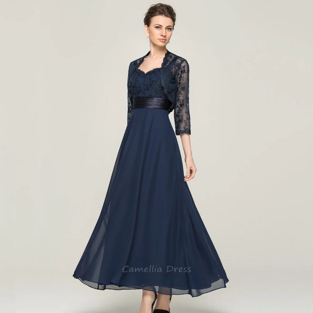 Two Pieces Mother of the Bride Dress for Women Customized Vintage A Line Lace Party Gown Chiffon Evening robe mother of bride