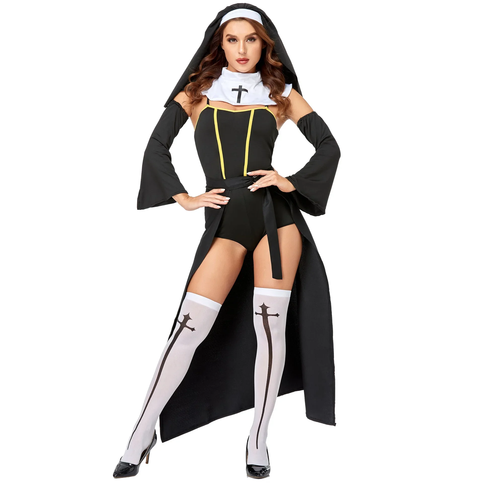 

Halloween Nun Cosplay Costume Religious Sister Outfit Party Fancy Dress