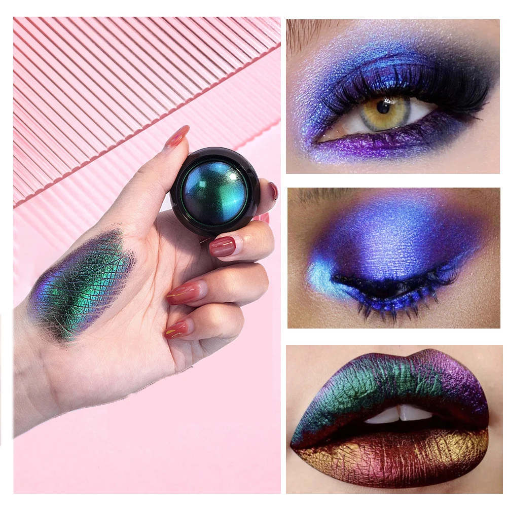카멜레온 글리터 아이섀도우 파우더 메탈릭 울트라 파인 하이라이터 크롬 블루 퍼플 펄 샤이니 파우더, 다기능 메이크업