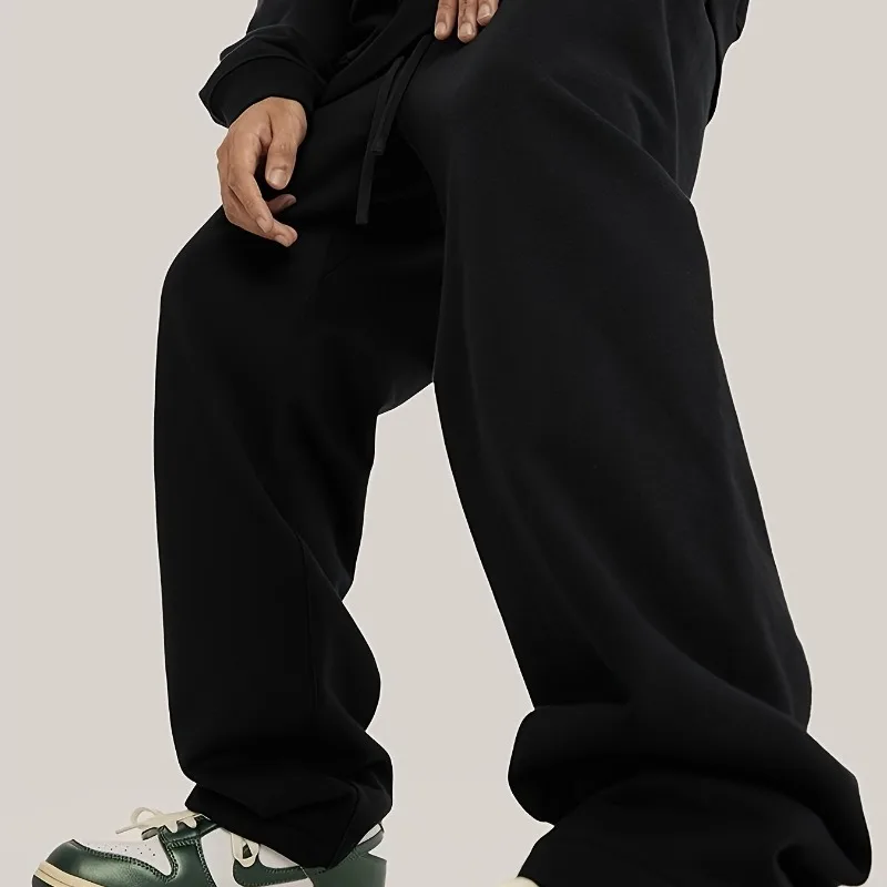 

Мужские осенние и зимние бархатные повседневные спортивные брюки для активного отдыха, свободные спортивные брюки с прямыми штанинами, широкие повседневные спортивные штаны