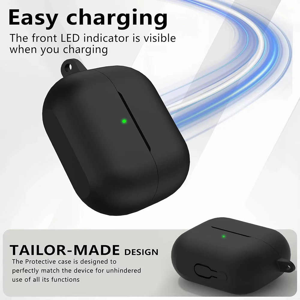 Silicone Shockproof Case for Samsung Galaxy Buds 3 Pro Earbuds Dust Proof Cover with Keychain Accessories New