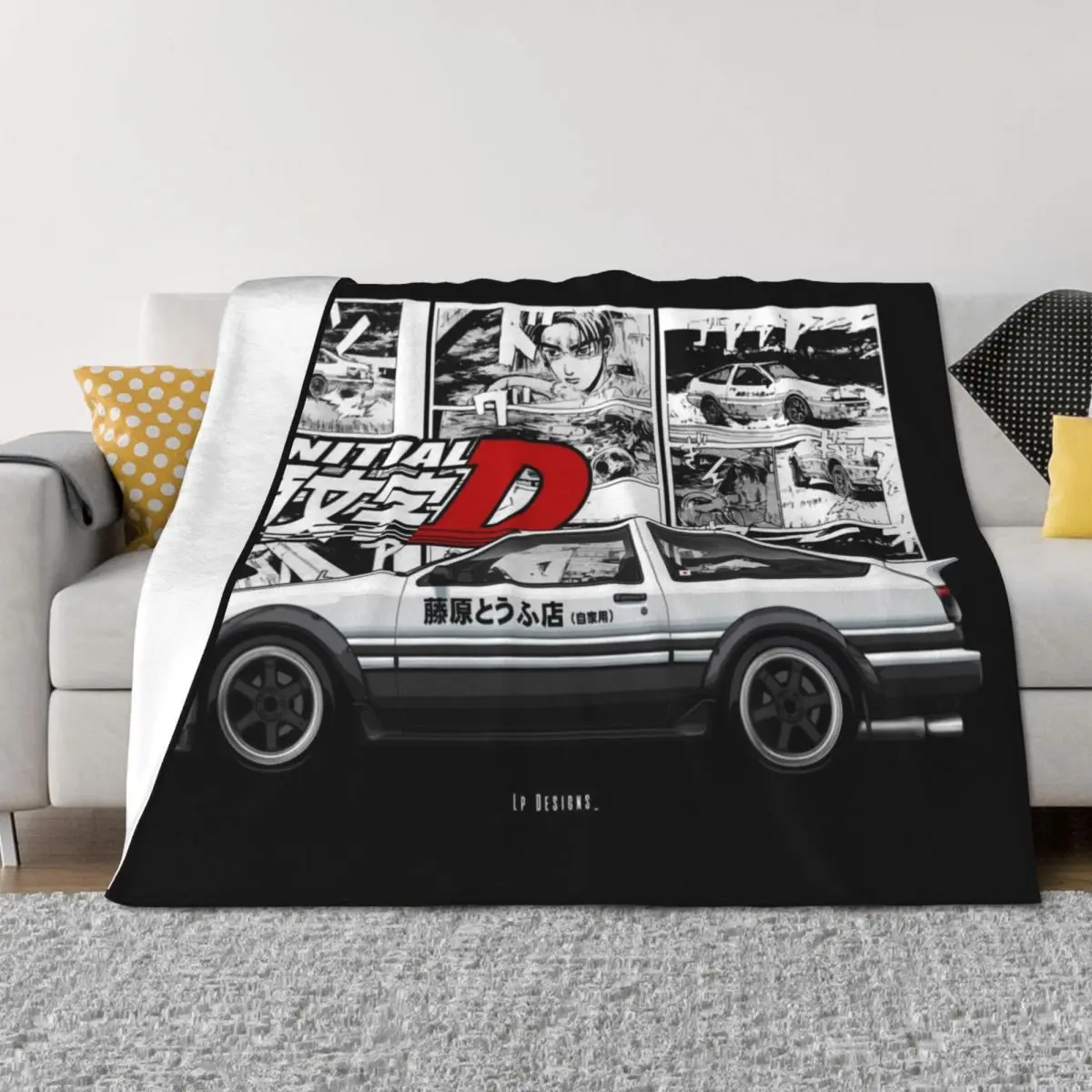 

Ae86 Trueno - Initial D Throw Blanket Plaid Sofas Summer Hair Blankets