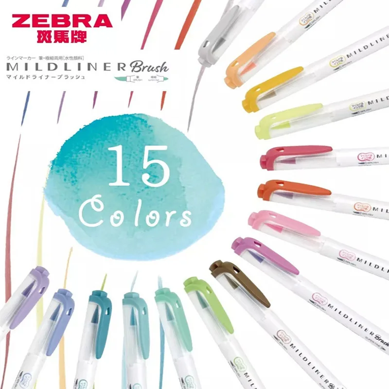 ZEBRA Mildliner Highlighters Pen Set Japanese Stationery WFT8 Double-ended Soft Brush Water-based Double-end Marker Art Supplies