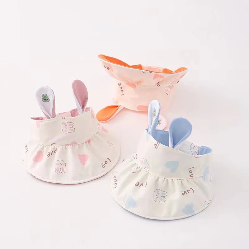 الصيف الاطفال قبعة الشمس الطفل فارغة أفضل القبعات الكرتون آذان أرنب طفل ظلة قبعة الأطفال في الهواء الطلق واقية من الشمس أقنعة 6-36 أشهر