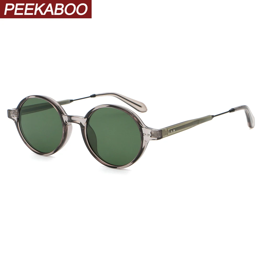

Peekaboo unisex retro sunglasses for men driving CP acetate round frame sun glasses for women brown green female gift items