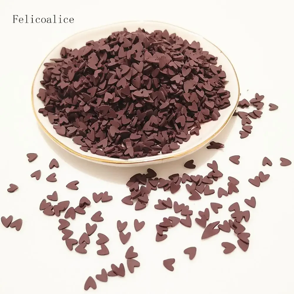 20g Polymer Hot Clay Sprinkles Brown Heart for DIY Crafts Tiny Cute Accessories