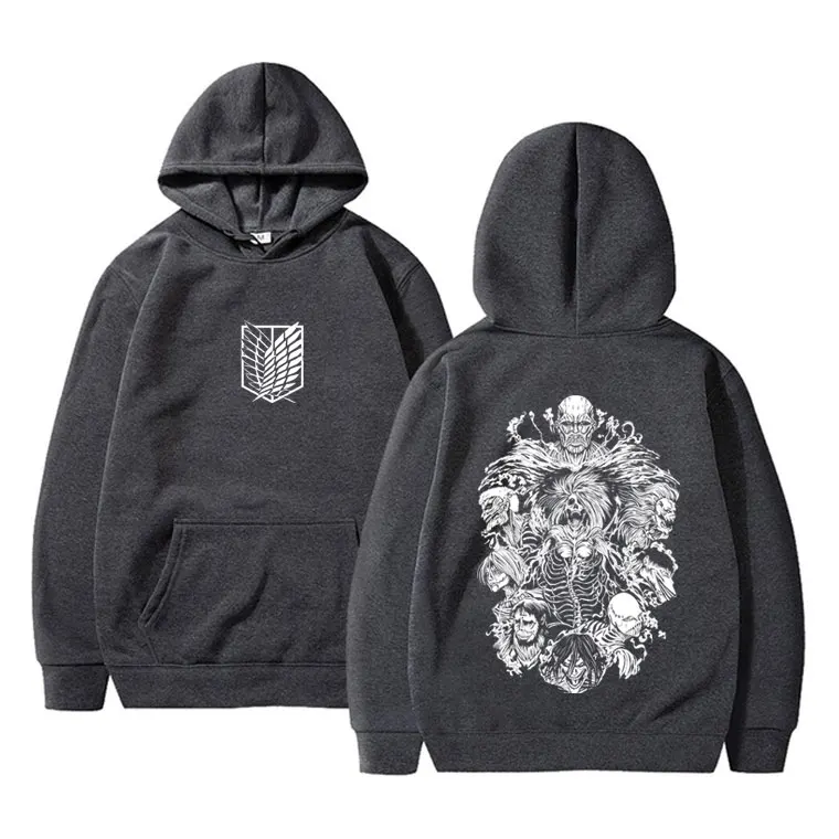 Anime Attack on Titan Eren Jaeger Graphic Hoodie Skeleton Print Sweatshirt Men Women Cartoon Manga Merch Fleece Cotton Hoodies