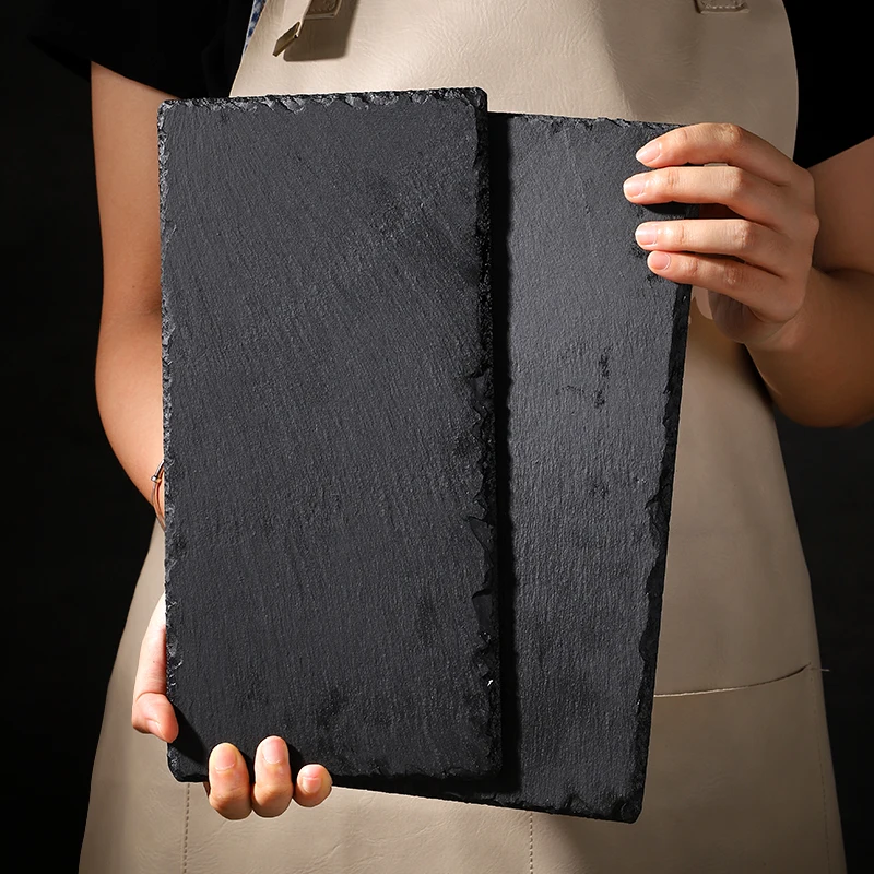 Black Western Slate Stone Dishes Solid Dish Tray Photo Background Shooting Props Posing Ornaments Photography Decoration