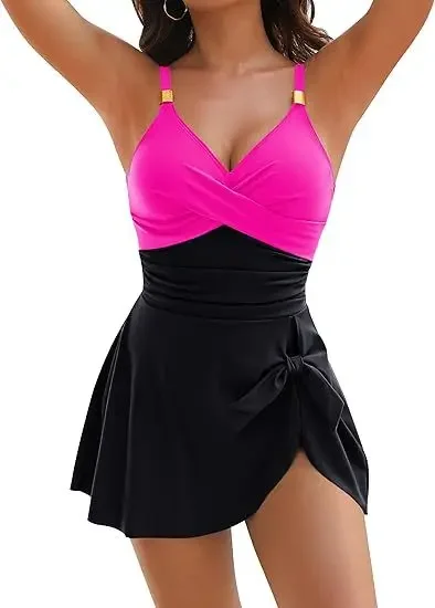 Traje de baño para mujer, ajustado, fino, Sexy, de verano, de una pieza, multicolor, estilo de playa