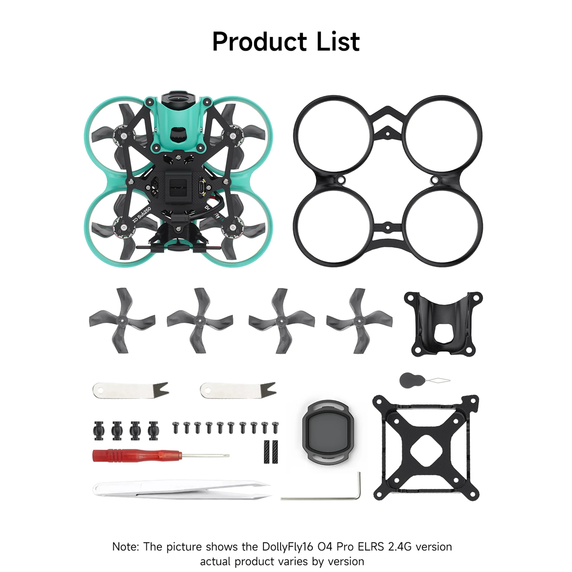 Sub250 DollyFly16 O4 에어 유닛 프로 /WTFPV 1.6인치 2S 시네후프 4K FPV 1103 14000KV 모터 쿼드콥터 프리스타일 드론