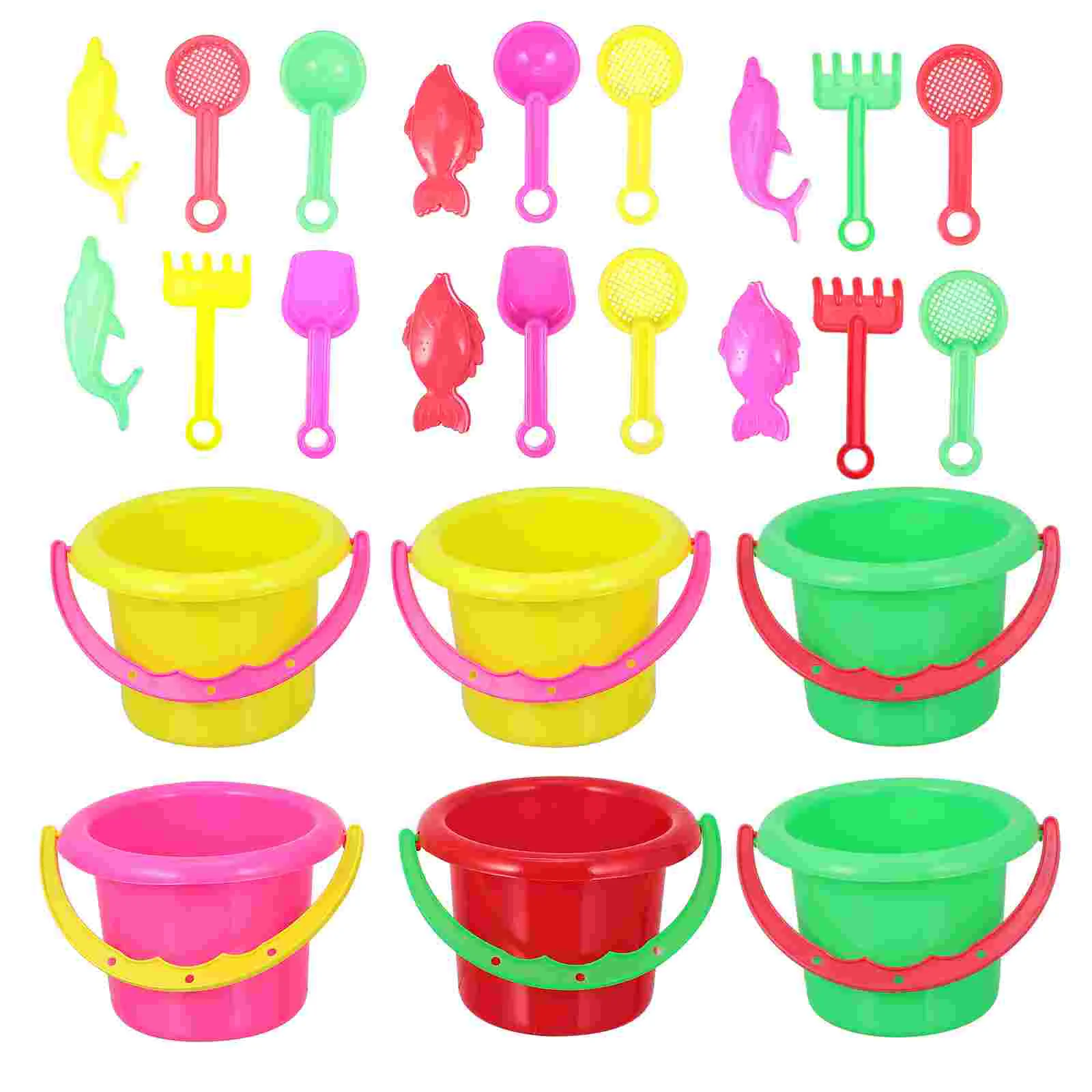 

Beach Bucket and Set, Beach Pail Sand Buckets with Rake Sand Mold for Kids Beach and Sand Toys Summer Party Favors (/ Pack of 6