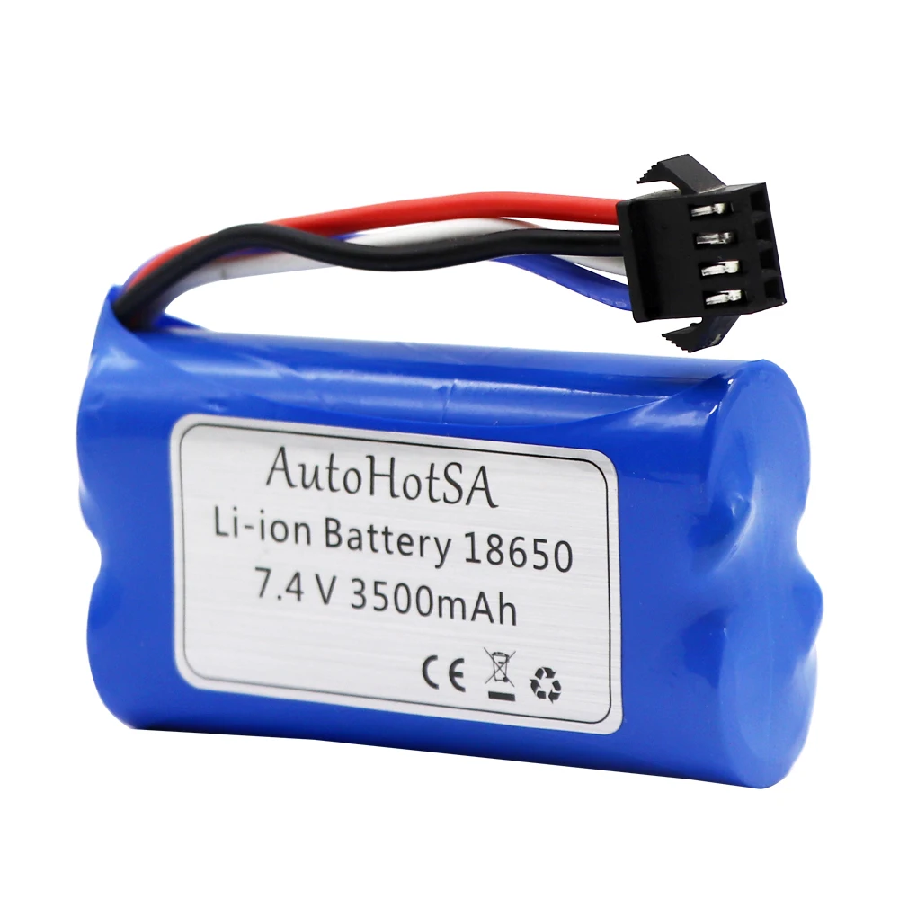 ปลั๊ก SM-4P 7.4V 3500mAh แบตเตอรี่ Li-ion 18650 mAh สำหรับ Udi007 Udi001 UDI002 UDI902 HJ806 960 961 962 RC เรือแข่ง7.4V 2S แบตเตอรี่