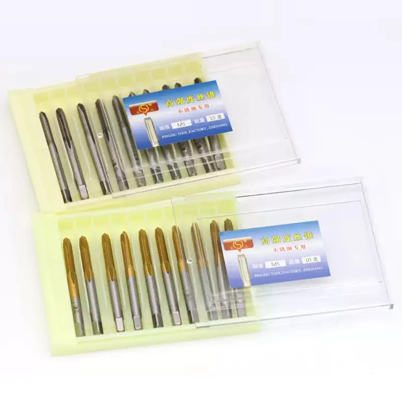 ステンレス鋼用スパイラルポイントタップ10個、メートルねじ、貫通穴、hss-co-m35-m2-m25-m3-m35-m4-m5-m6-m8-m10-m12