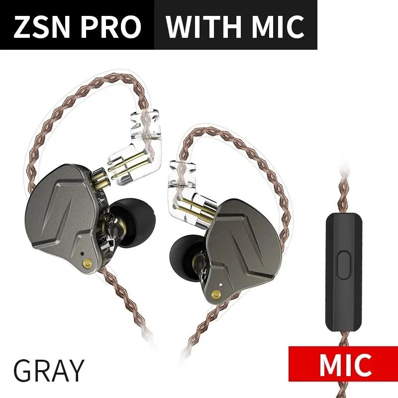 KZ ZSN PRO 1BA 1DD Hybride aandrijving in ooroordopjes HIFI metalen bas oordopjes sport muziek headset vervangbaar