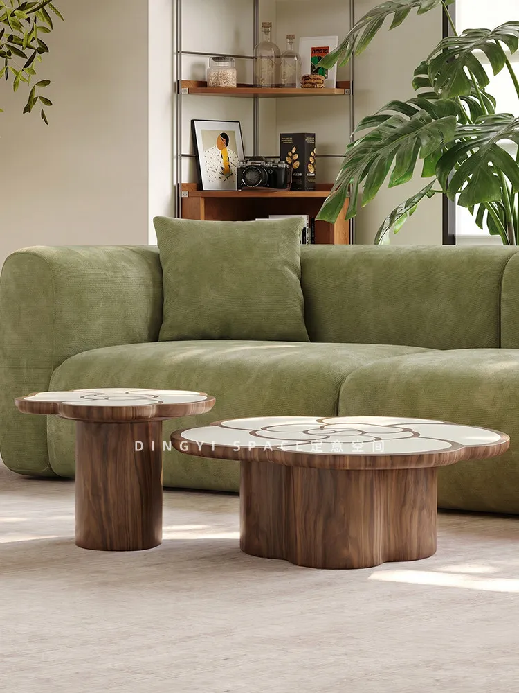Petal coffee table retro living room medieval small apartment solid wood coffee table