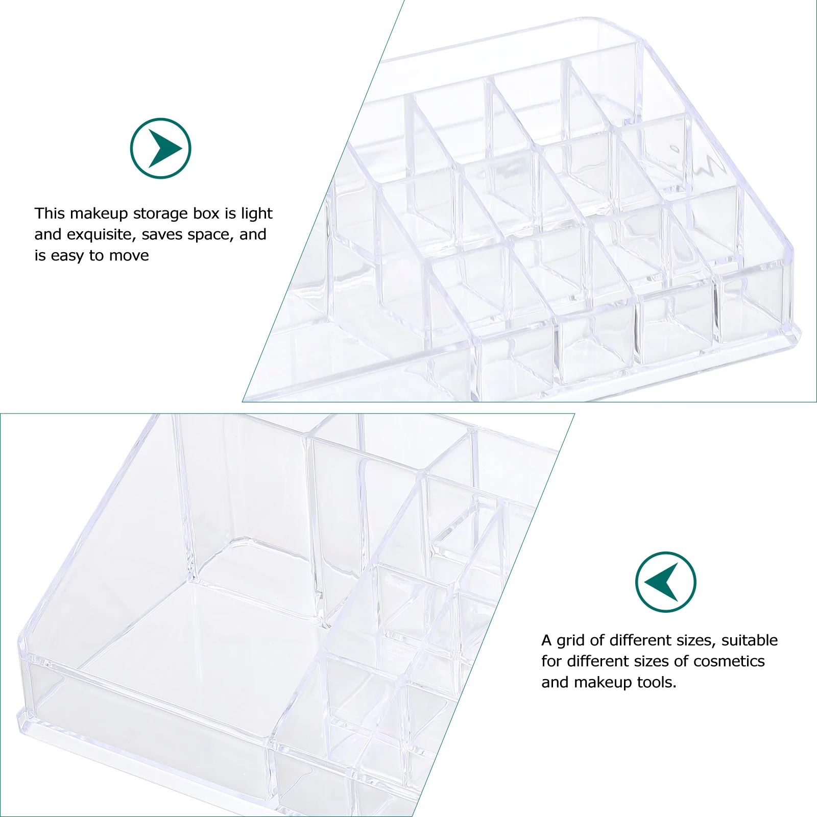 

Makeup Storage Box Organizer Transparent Desktop Lipstick Container Tidy Dressing Table Beauty Drawer