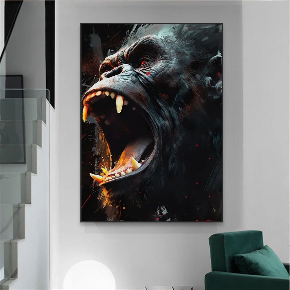 Large Graffiti Poster Animal Vintage Wall Art Prints Classical Chimpanzee Vintage Canvas Painting Living Room Wall Art Decor