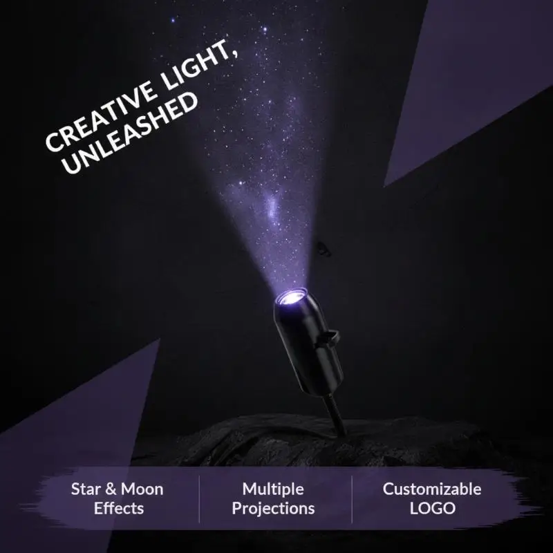 USB Starry Sky Projector Lamp 360° Rotatable Flexible Hose Portable Projection Light for Outdoor Picnic Ambience