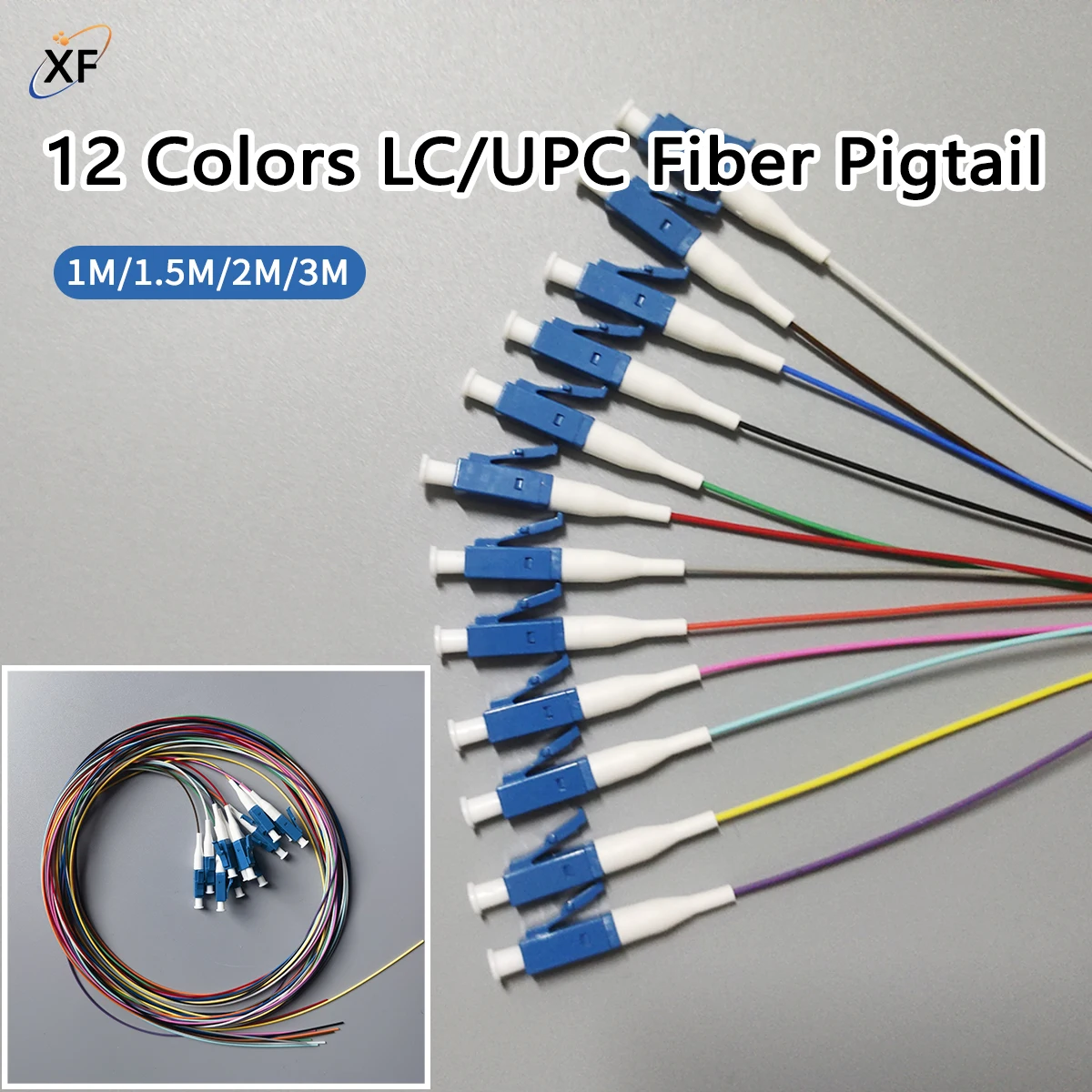 12 Colors Fiber Optical Pigtail LC/UPC Single Mode Colorful Pigtail 0.9mm Optic Fiber Tail 1M/1.5M/2M/3M Factory Wholesale