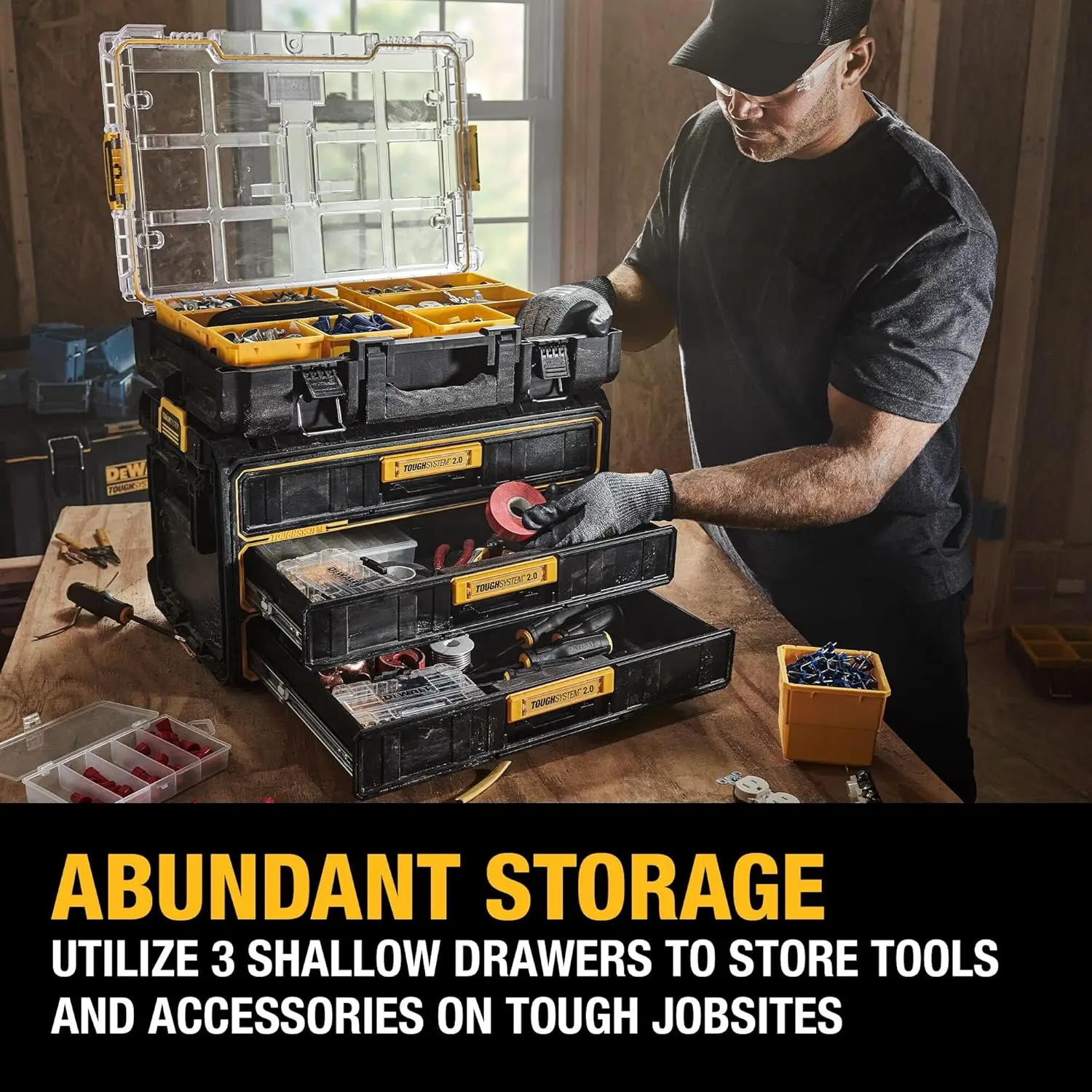 DEWALT TOUGHSYSTEM 2.0 Organizador de ferramentas e armazenamento com 3 gavetas (DWST08330)