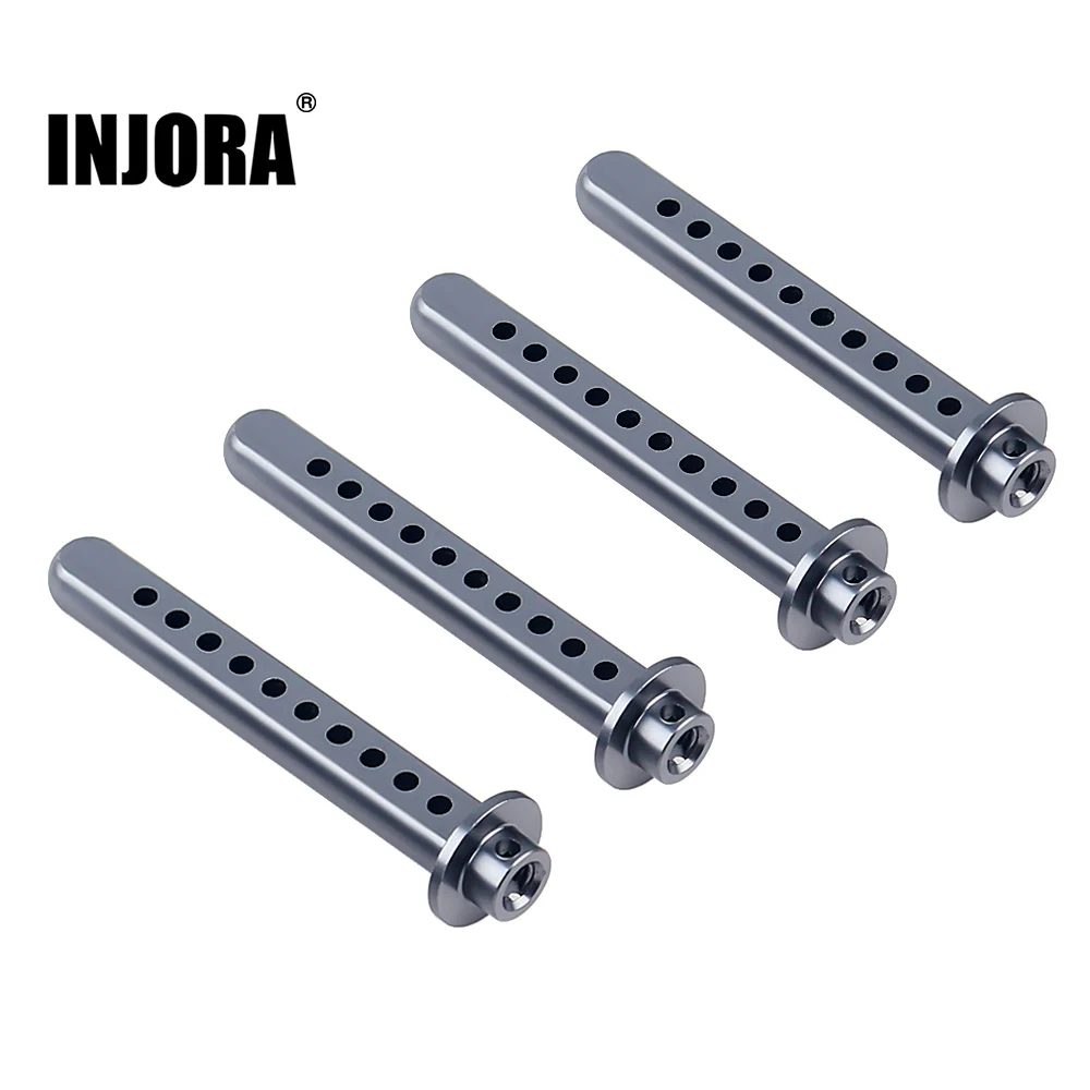 INJORA 4PCS Metal RC Car Shell Column Mount Body Post Holder with R Clips for 1/10 RC Crawler Car Axial SCX10 Upgrade Parts