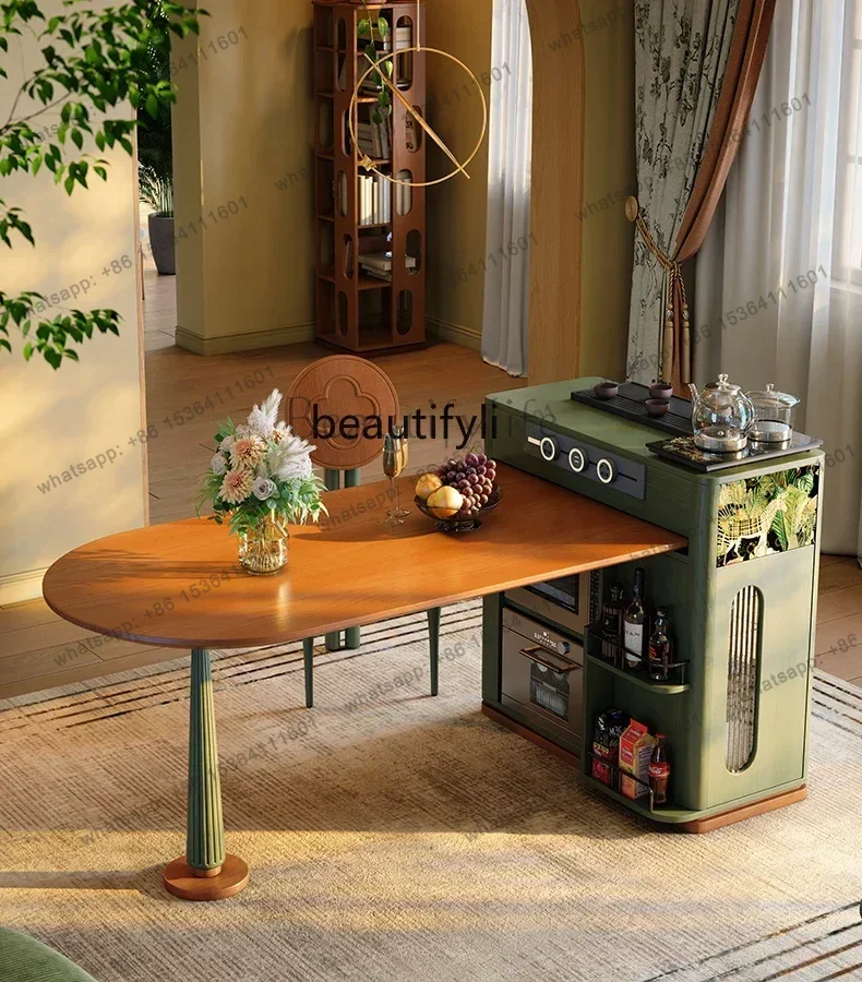 

Островный стол, встроенный бытовой выдвижной обеденный стол в французском ретро-стиле из ясеня, обеденный стол в античном стиле