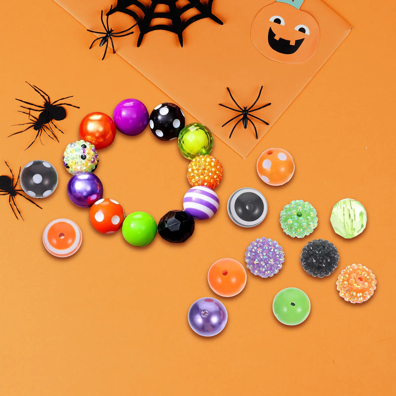 

50pcs Acrylic Smooth Hole For Diy Jewelry Making Multi-Use Craft Beads Bracelet Necklace Decor Portable Beads For Halloween Diy