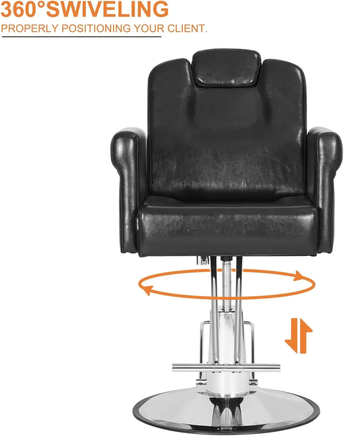 Chair Recliner Salon Chair Hair Spa Chair with Hydraulic Pump, Removable Headrest, Adjustable Height 360 Degrees Swivel for Hair