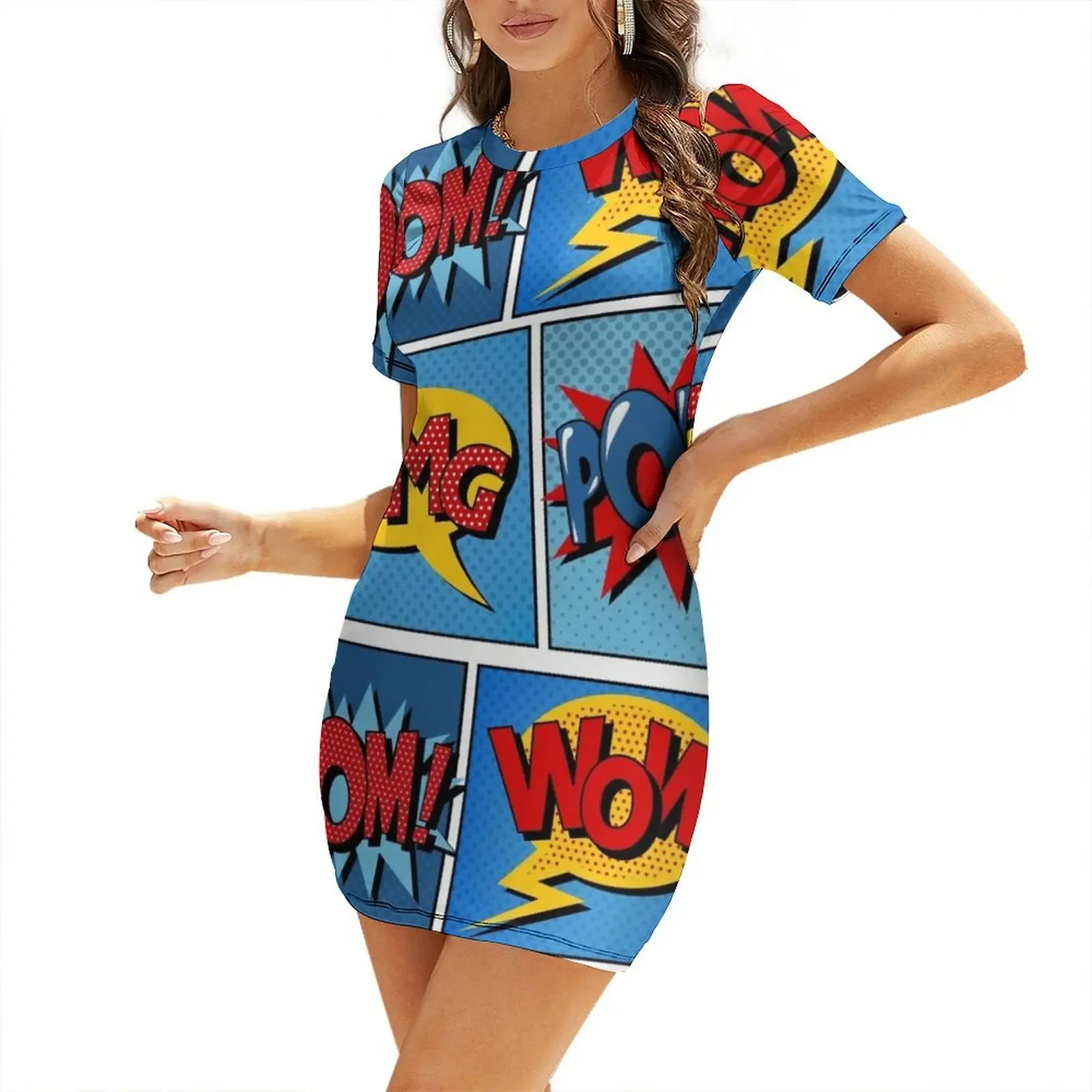 

Set of Comic Bubbles in Pop Art Style Short-Sleeved Dress elegant women's sets summer dresses dress women summer Dress