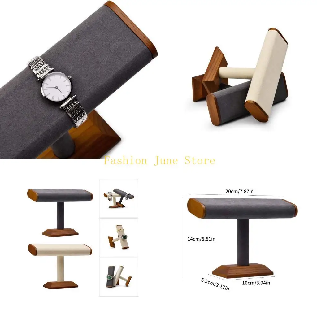 

N5KA Elegant Jewelry Showcase With Walnut Frame And Velvets Texture Flat Tube Design Display Stand Organiser