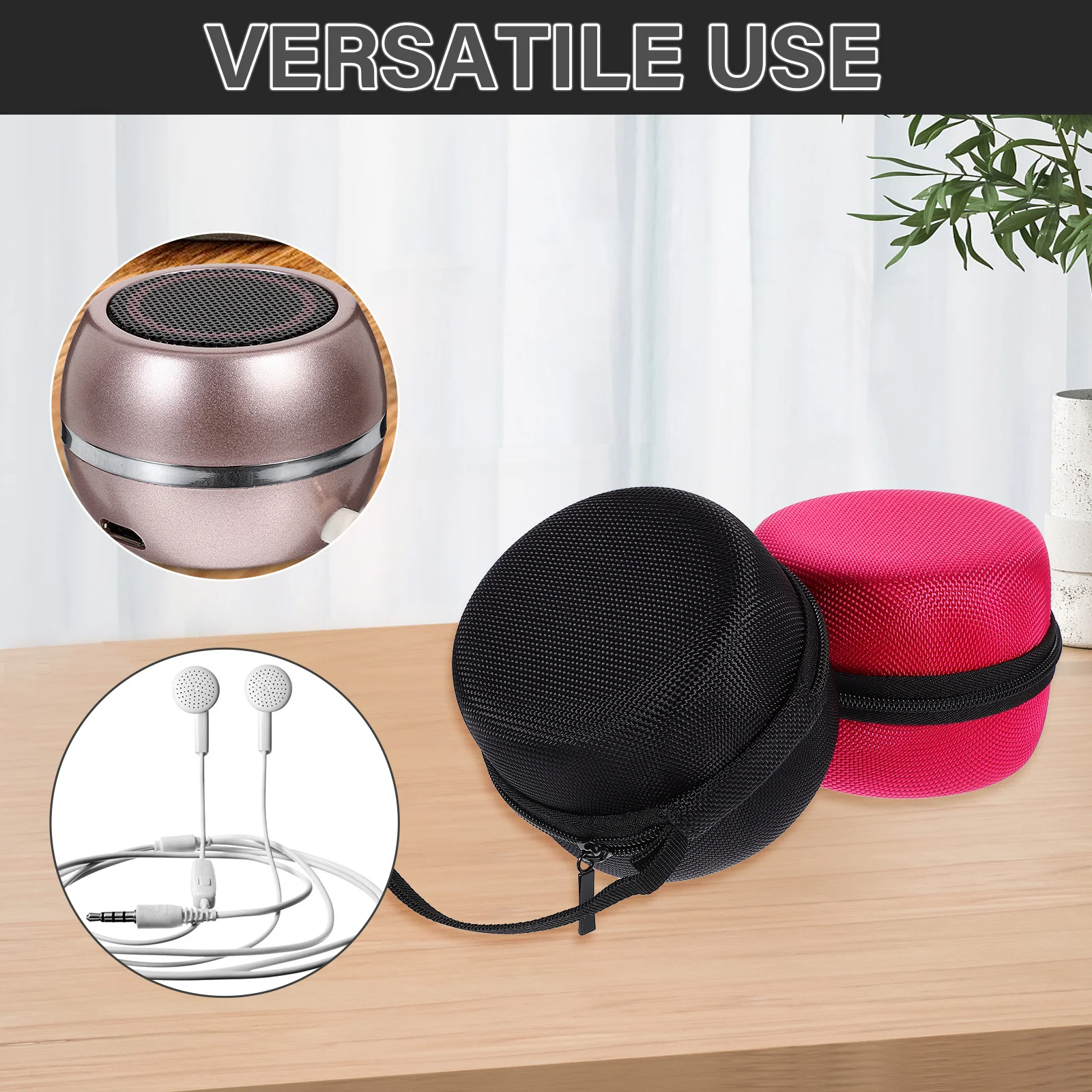 

2pcs Speaker Storage Bag For Portable Wireless Speaker Durable Eva Case With Double-Stitched Zipper Travel Charging Cable