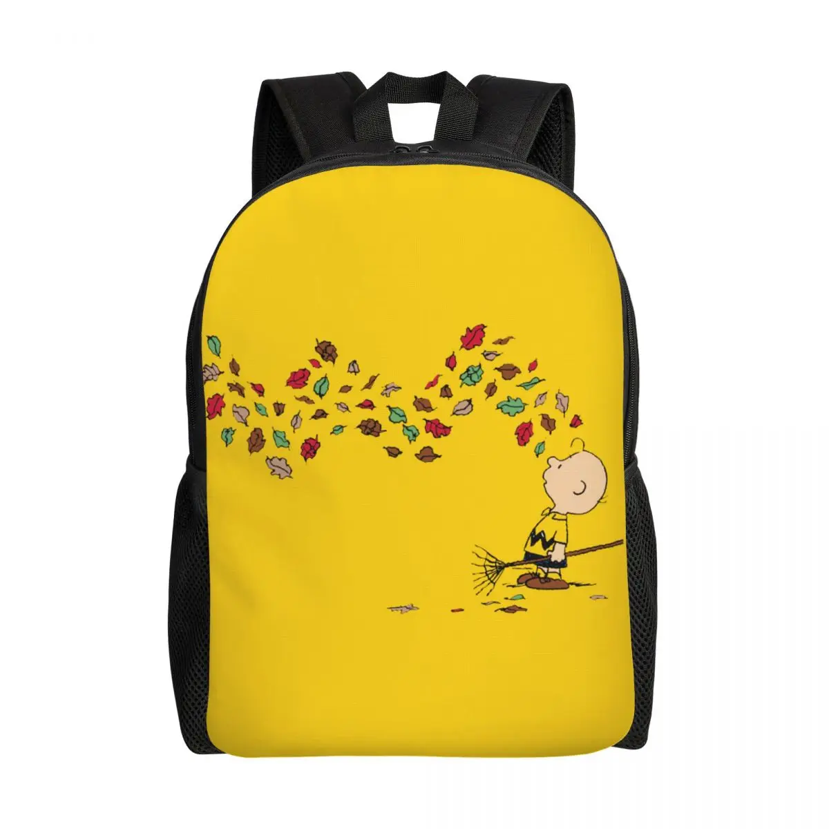 

Custom 3D Printing Peanuts Charlie Brown Raking Leaves Backpack for Girls Boys College School Travel Bags Men Women Bookbag