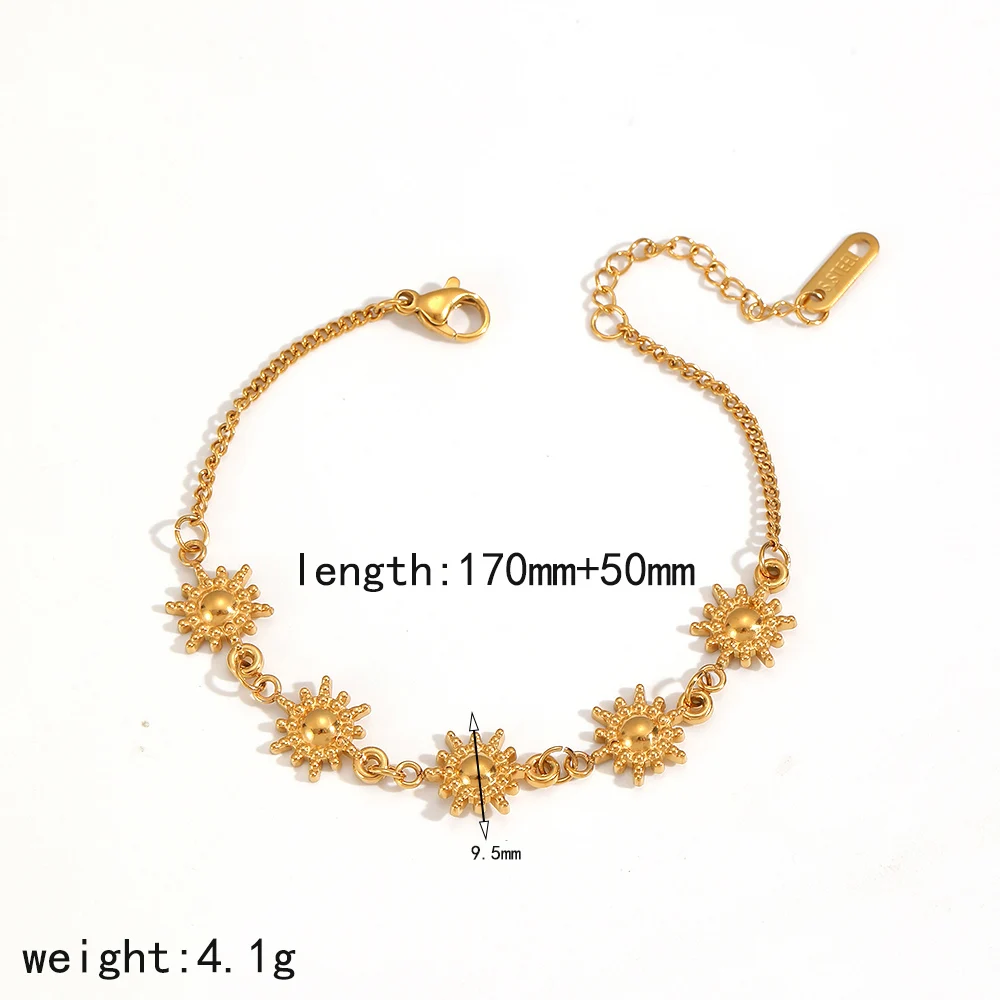 Modeschmuck, temperamentvolles Sonnenform-Ohrringe-Armband-Set für Frauen und Mädchen, Geschenk, edles Design, Armband-Accessoires – Detail 8