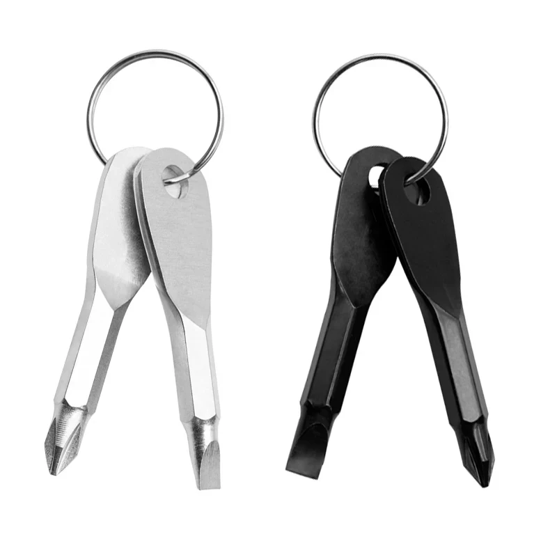 Mini EDC Screwdriver Set, Portable Phillips & Slotted Screwdriver with Key Ring