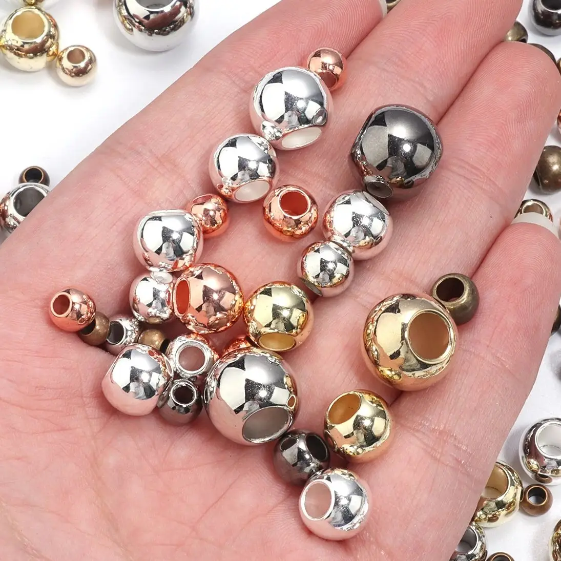 20-100 teile/los 4 6 8 10 12 14mm Runde Große Loch CCB Perlen für Schmuck Machen lose Spacer Perlen Für DIY Schmuck Machen Zubehör