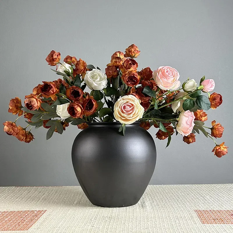 for Wabi Sansan wind coarse pottery vase Jingdezhen handmade pottery pot retro ceramic flower ware Chinese Zen flower