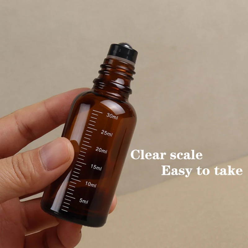 1szt 5ml 10ml 15ml 20ml 30ml 50ml Puste brązowe butelki szklane Roller Ball do perfum Olejki eteryczne Płynne substancje