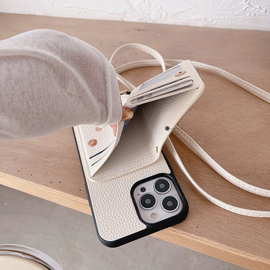 Crossbody Strap Phone Case for iPhone 17 Air 16 Plus 15 14 13 12 11 Pro Max Leather Card Pocket Wallet Folio Cellphone Cover - Image 4