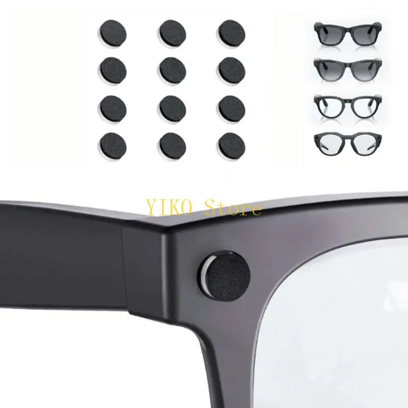 K32C LED Light Cover for Glasses with 12 Round Covers, 4 Replacement Nose Supports and Fine-Tip Tweezers for Wear Care, Frame