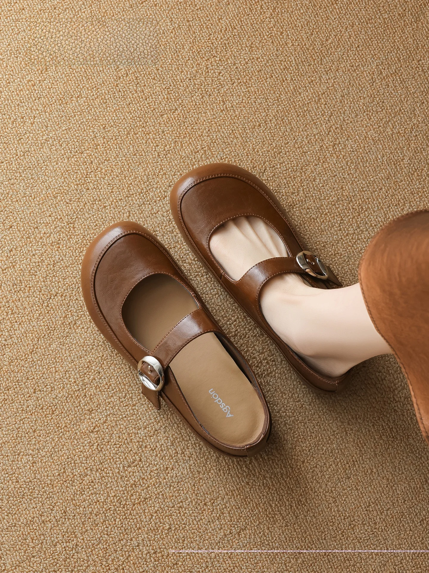 agsdon-brown-mary-jane-women's-oes-2026-new-spring-non-tiring-versatile-ballet-single-oes-faionable-flat-rubber-sole