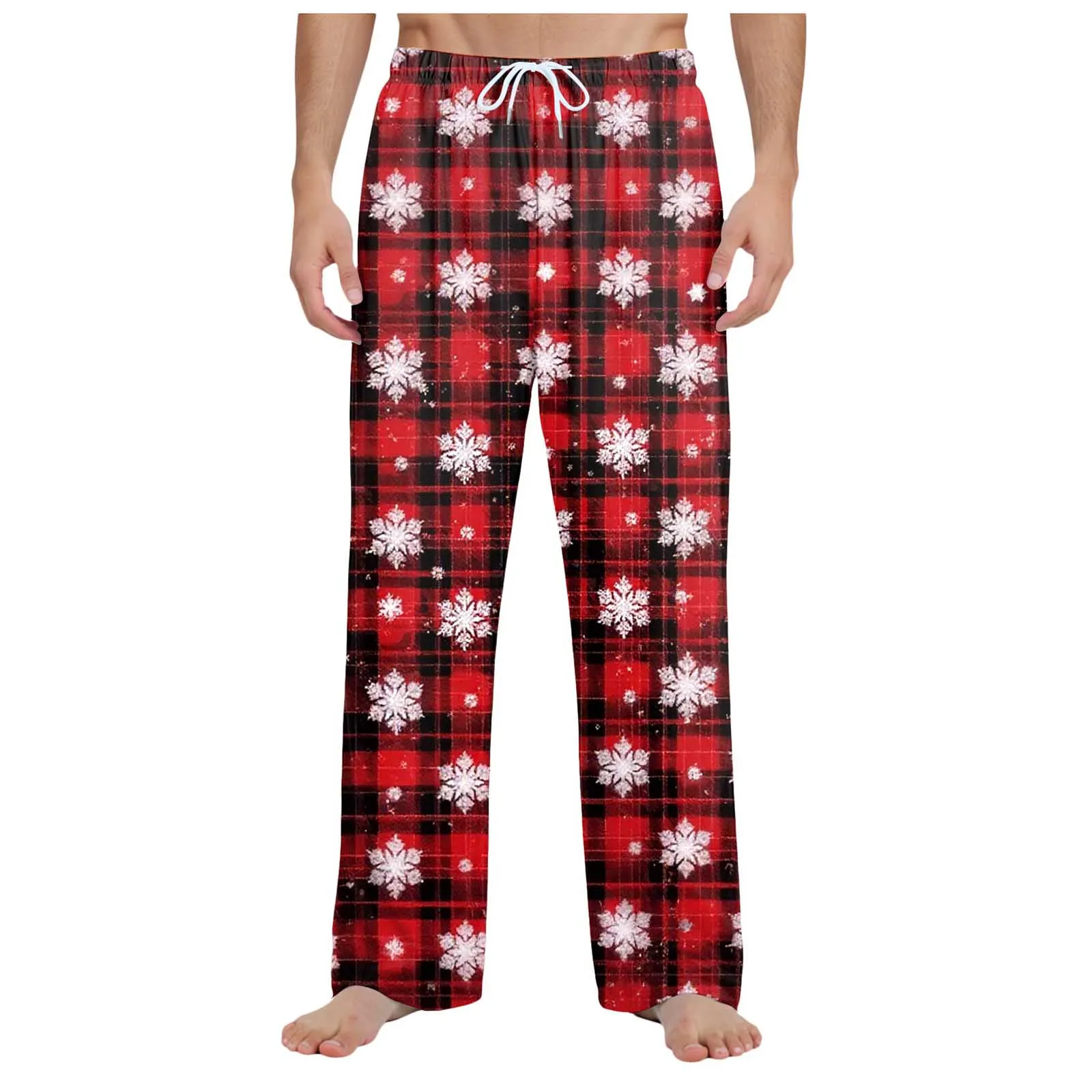 

Мужская праздничная рождественская одежда для сна. Мужские повседневные прямые брюки. Рождественская мягкая одежда для сна с прямыми штанинами и праздничным принтом.